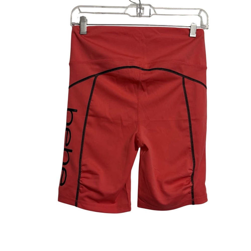 NWT Bebe Sport Hibiscus Contrast Stitch Ruched Pocket Biker Shorts Women's Med - Picture 6 of 9